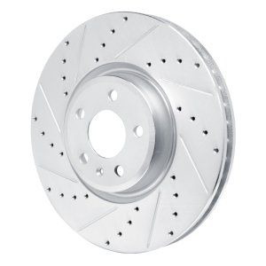 Audi S5 Brake Rotor (1) - Front Left - R1 Concepts - Drilled & Slotted - Silver - `18-`25